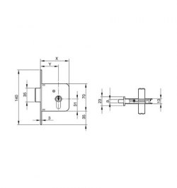 Cerradura Azbe  601-hl/60x35