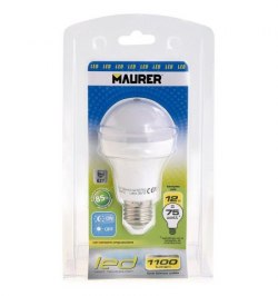 Bombilla Led Con Sensor Crepuscular E27. 12 W. 1100 lumenes. Luz calida (3000°K).