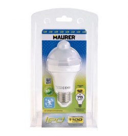 Bombilla Led Con Sensor De Movimiento 12 W. 1100 lumenes. Luz calida (3000°K).