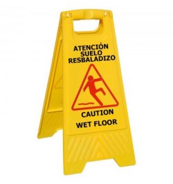 Cartel Atencion Suelo Mojado 64x30 cm.