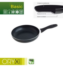 Oryx Sartén Aluminio Antiadherente Basic, Alta Resistencia, Apta Inducción, Libre PFOA, Diámetro 22 cm, Espesor 3 mm.