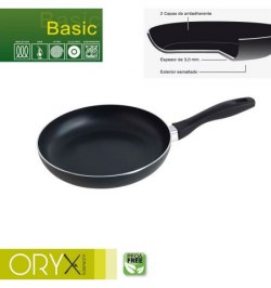 Oryx Sartén Aluminio Antiadherente Basic, Alta Resistencia, Apta Inducción, Libre PFOA, Diámetro 24 cm, Espesor 3 mm.