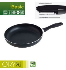 Oryx Sartén Aluminio Antiadherente Basic, Alta Resistencia, Apta Inducción, Libre PFOA, Diámetro 28 cm, Espesor 3 mm.