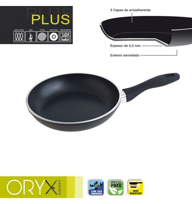 Oryx Sartén Aluminio Antiadherente Plus, Forjada, Apta Inducción, Libre PFOA, Diámetro 22 cm, Espesor 5 mm.