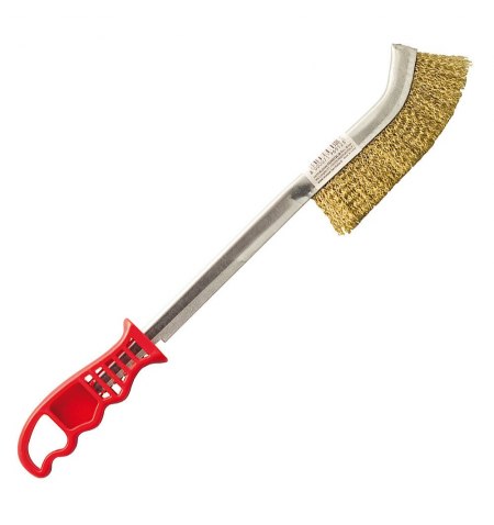 Cepillo Manual Acero Latonado Mango Rojo 34 cm.
