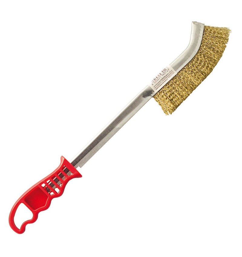 Cepillo Manual Acero Latonado Mango Rojo 34 cm.