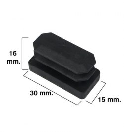 Contera Rectangular Negra 15x30mm. Blister 4 piezas.