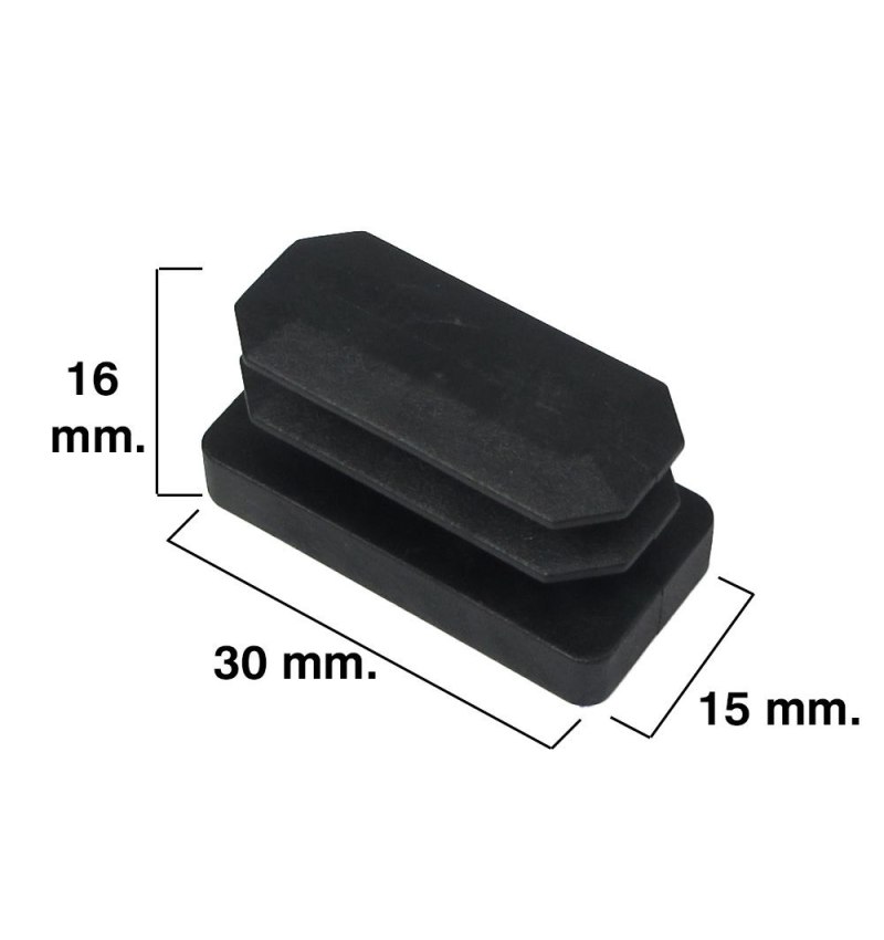 Contera Rectangular Negra 15x30mm. Blister 4 piezas.