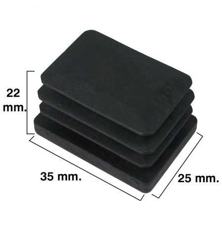 Contera Rectangular Negra 25x35mm. Blister 4 piezas.