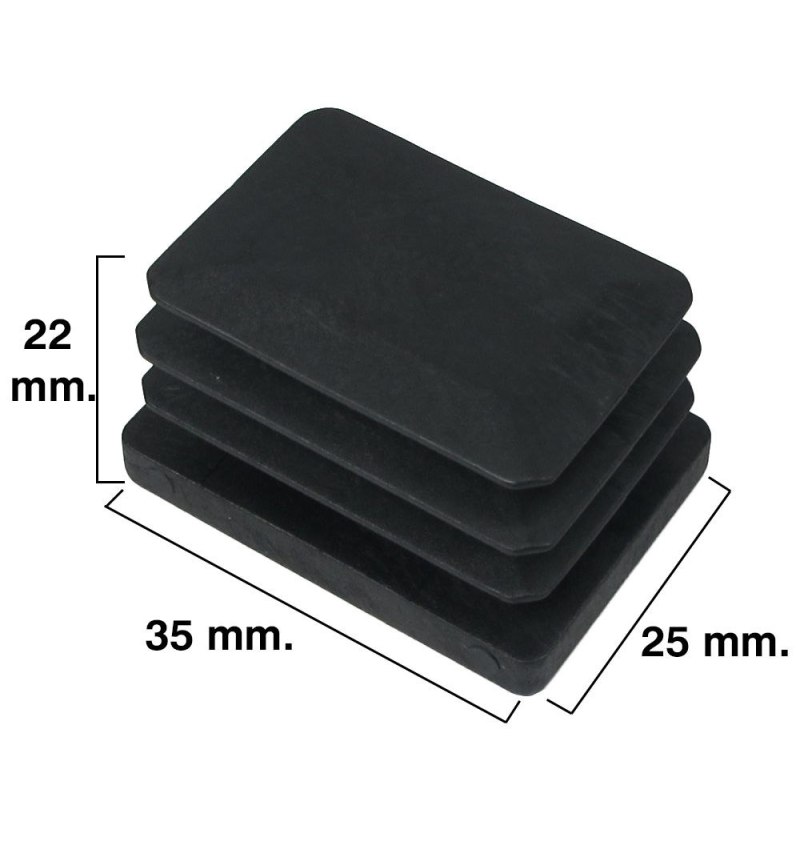 Contera Rectangular Negra 25x35mm. Blister 4 piezas.