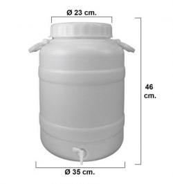 Bidon Garrafa Plastico Alimentario Con Grifo y Boca Ancha 30 Lt.