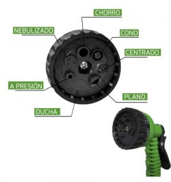 Manguera Extensible Riego Compacto 5 A 15 Metros Con Pistola 7 Posiciones