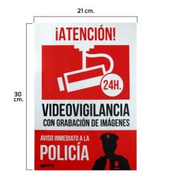 Cartel Alarma Conectada Aviso a Policia 30x21