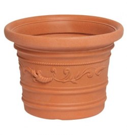 Saturnia Macetero Resina Redondo, Color Terracota, Resistente, Ideal Exterior, 35 Cm Diametro.