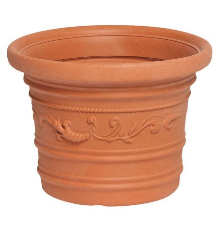 Saturnia Macetero Resina Redondo, Color Terracota, Resistente, Ideal Exterior, 35 Cm Diametro.
