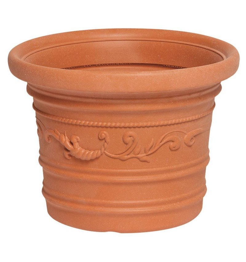 Saturnia Macetero Resina Redondo, Color Terracota, Resistente, Ideal Exterior, 35 Cm Diametro.