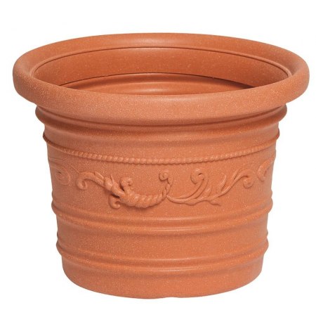 Saturnia Macetero Resina Redondo, Color Terracota, Resistente, Ideal Exterior, 40 Cm Diametro.
