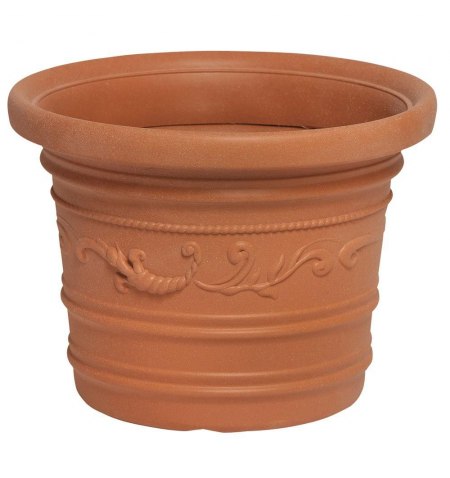 Saturnia Macetero Resina Redondo, Color Terracota, Resistente, Ideal Exterior, 45 Cm Diametro.