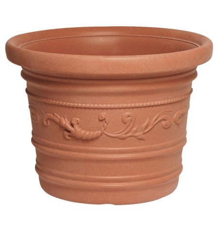Saturnia Macetero Resina Redondo, Color Terracota, Resistente, Ideal Exterior, 50 Cm Diametro.