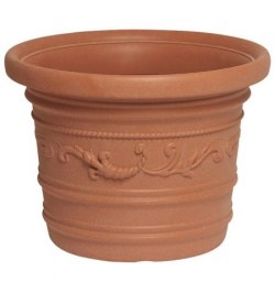 Saturnia Macetero Resina Redondo, Color Terracota, Resistente, Ideal Exterior, 60 Cm Diametro.