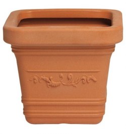Saturnia Macetero Resina Cuadrado, Color Terracota, Resistente, Ideal Exterior, 40x40cm.