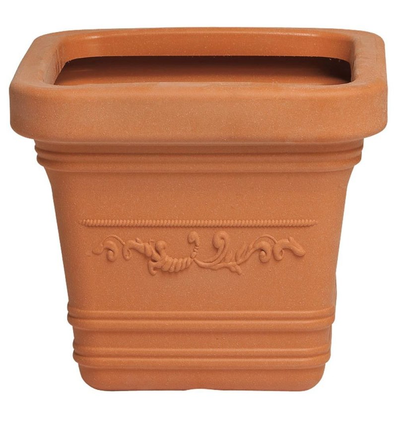 Saturnia Macetero Resina Cuadrado, Color Terracota, Resistente, Ideal Exterior, 40x40cm.