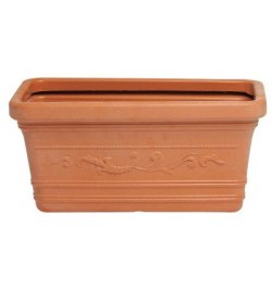 Saturnia Macetero Resina Rectangular, Color Terracota, Resistente, Ideal Exterior, 60x33cm.