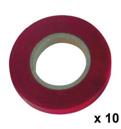 Cinta Atadora PVC 11 x 0,25 mm. x 16 metros Rojo (Pack de 10 Rollos)