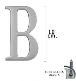 Letra Metal "B" Plateada Mate 10 cm. con Tornilleria Oculta (Blister 1 Pieza)
