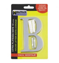 Letra Metal "B" Plateada Mate 10 cm. con Tornilleria Oculta (Blister 1 Pieza)