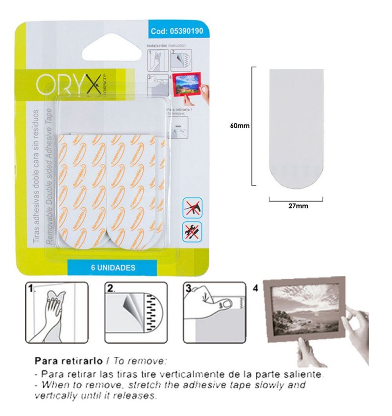 Tiras Adhesivas Doble Cara Sin Residuos (Blister de 6 piezas )