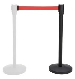 Poste Separador Cinta Extensible 3 Metros. Ø Base 32 cm. Ø Tubo 5,1 cm.   Altura 91 cm.