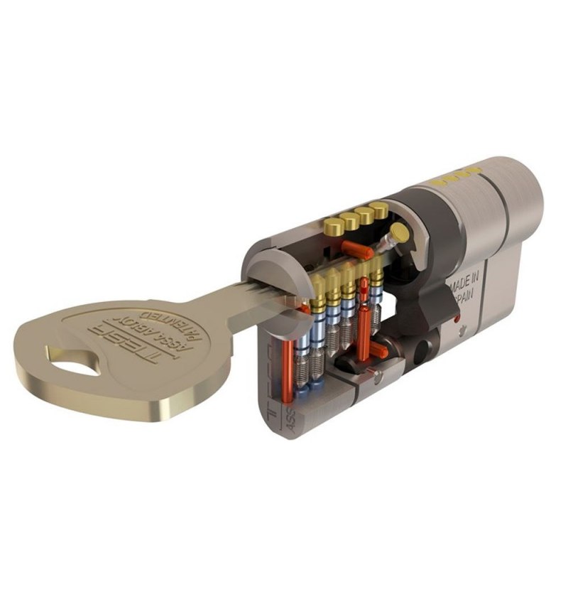 Cilindro Tesa Seguridad T70  30x30 Latonado Leva Corta
