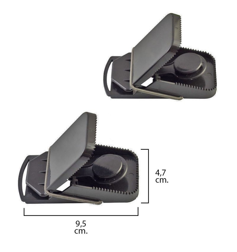 Trampa ratones plastico 9.5 x 4.7 cm. (Bolsa 2 unidades)