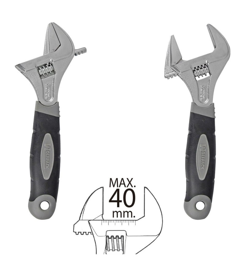 Llave Ajustable Gran Apertura 40 mm. medida 8"