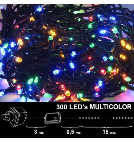 Luces Navidad 300 Leds Luz Multicolores Interior / exterior (IP44)