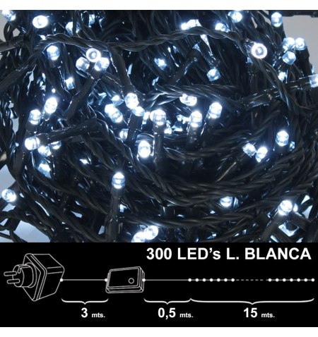 Luces Navidad 300 Leds Luz Blanca Interior / exterior (IP44)