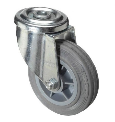 Rueda Industrial Goma Gris Pasante  80mm
