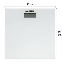 Bascula Baño Digital Cristal Blanco 30 x 30 cm.