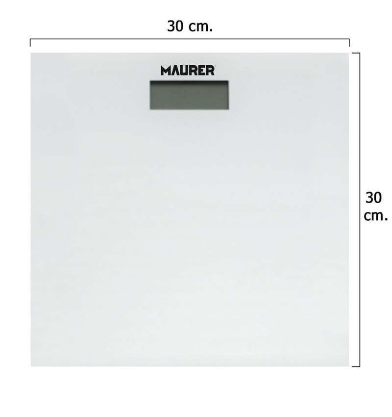 Bascula Baño Digital Cristal Blanco 30 x 30 cm.