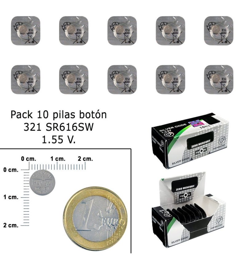 Pila Boton Oxido De Plata 321 / SR616SW (Caja 10 Pilas)