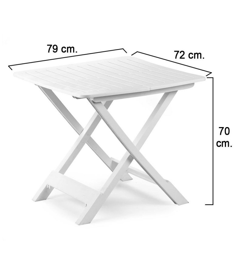 Mesa Resina Plegable Blanca 79x72x70 cm.