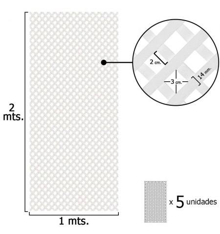 Celosia Pvc Fija Blanco Set 5 piezas de 2 x 1metros