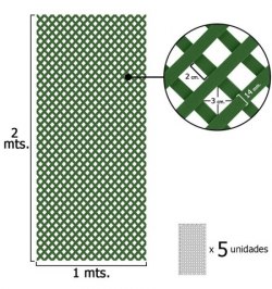 Celosia Pvc Fija Verde Set 5 piezas de 2 x 1metros