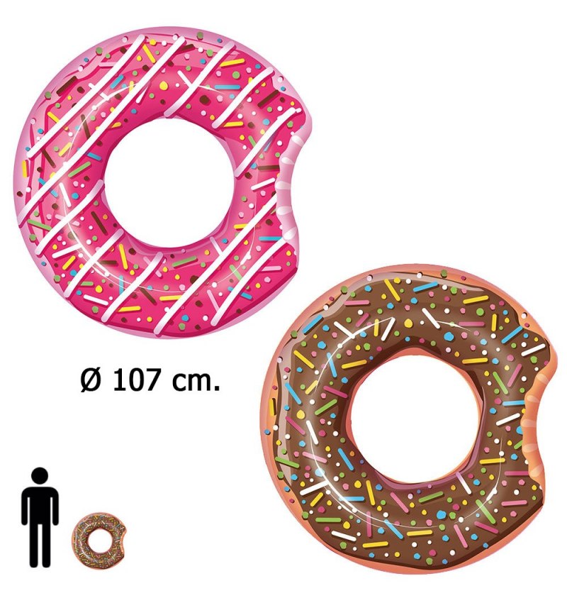 Flotador Donut Gigante Rosa / Chocolate Ø 107 cm.