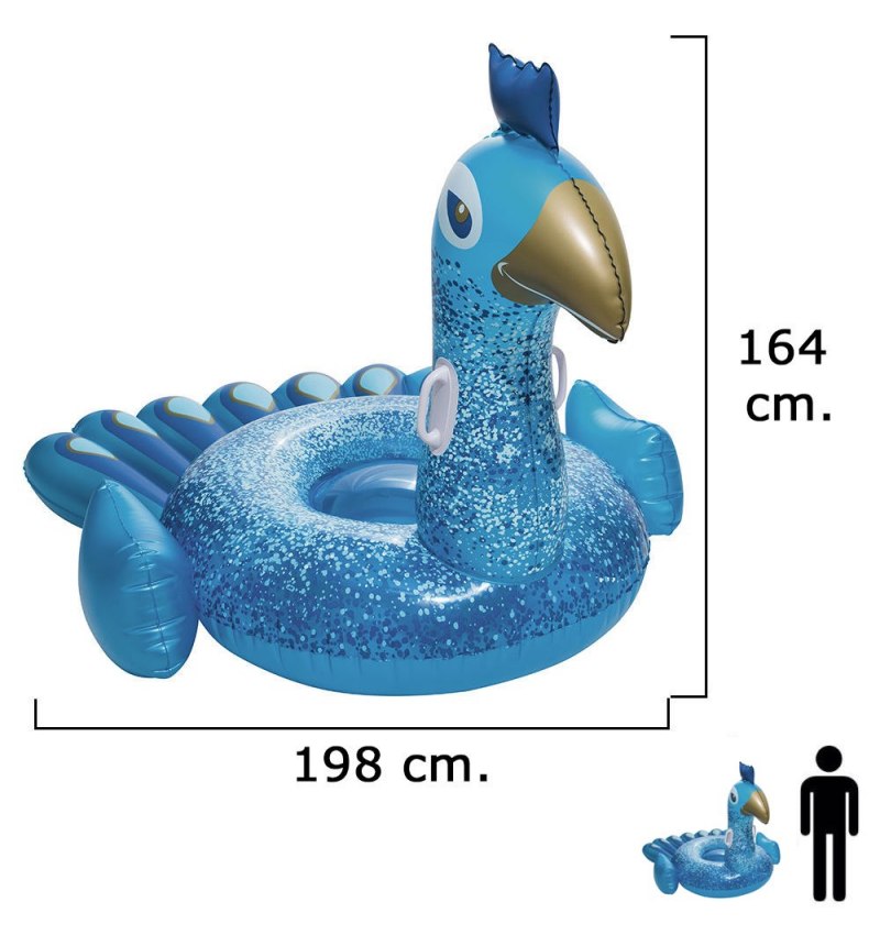 Flotador Pavo Real Gigante 198x164 cm.