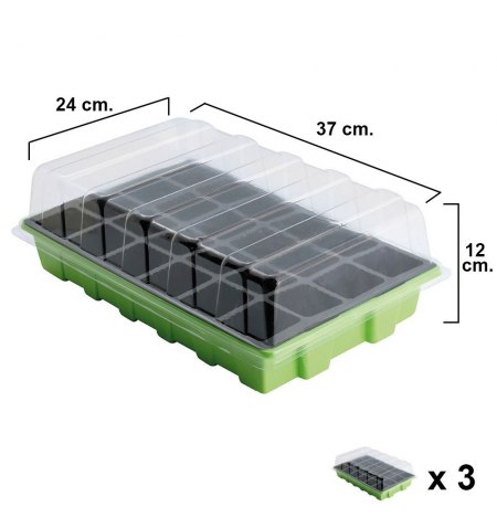 Semillero Germinación Invernadero 24 Compartimentos Con Bandeja Anti Goteo Sets De 3 Piezas Siembra / Germinacion de plantas