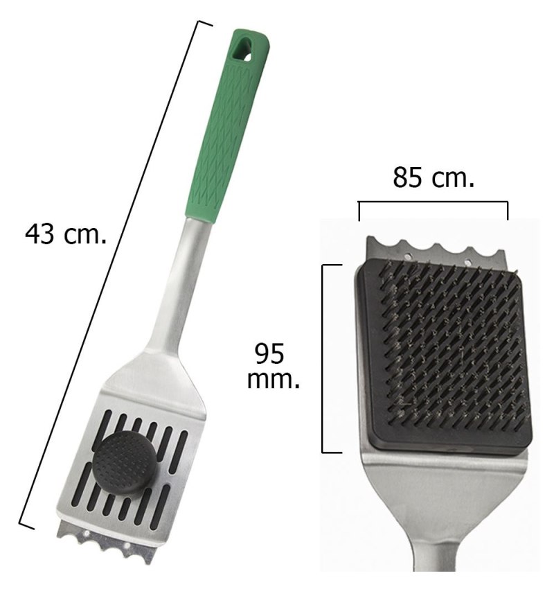 Espatula Barbacoa Con Cepillo Desmontable 43 cm.