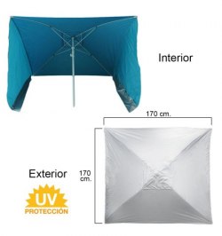 Sombrilla Playa Con laterales Antiviento 170x170 cm.