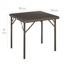 Mesa Plegable Cuadrada Marron 78x78x72 cm.